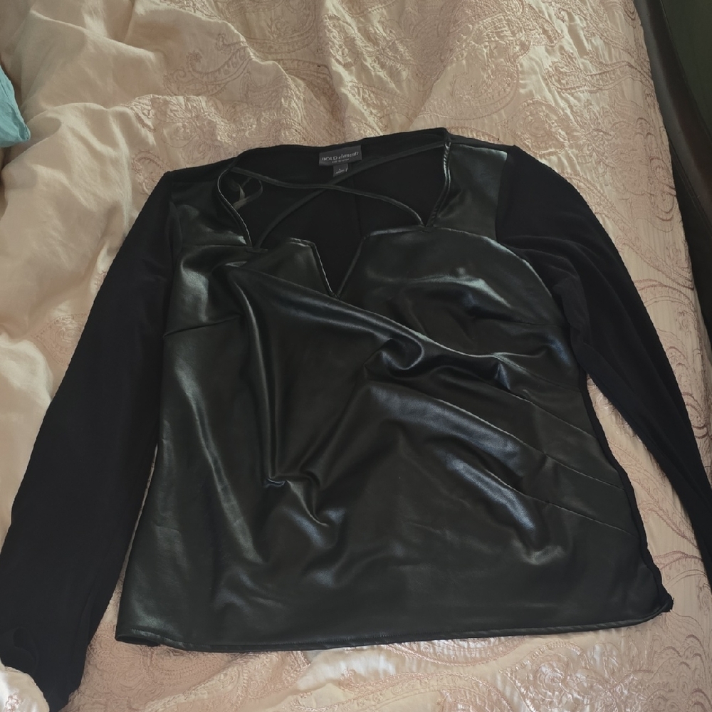 BOLD elements Black Faux Leather Sexy Top